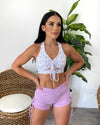 Side Tie Workout Shorts (Lilac)